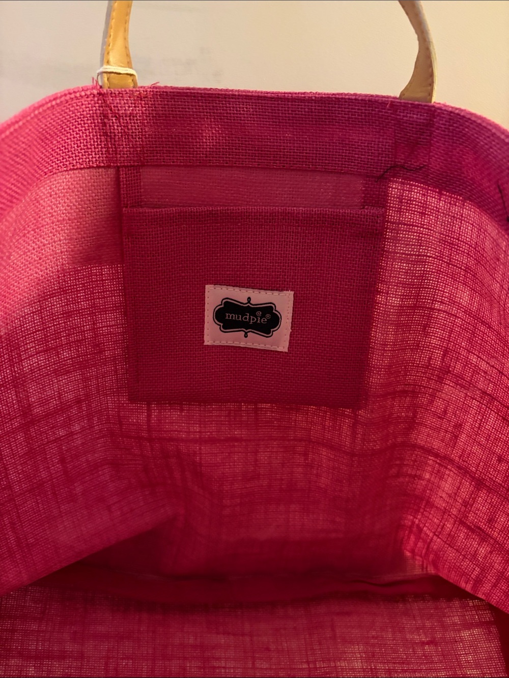 Mud Pie Pink Tote with Green and Gold Sequin Palms - Picture 5 of 6
